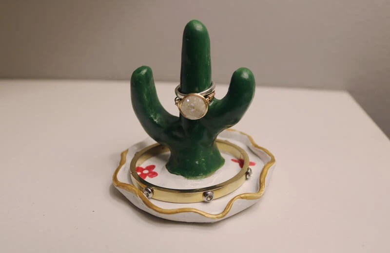 DIY Cactus Jewelry Holder made using Activ-Clay